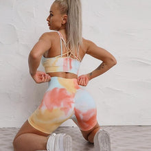 Charger l'image dans la galerie, 2pc TYDY Yoga Set Yellow Sports Bra Shorts Gregorium's Emporium